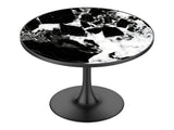 31.5" Round Modern Tulip Dining Table, Sintered Stone Tabletop with Luxury Faux Marble Print, Carbon W3316P540342