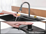 Waterfall Kitchen Sink, Stainless Steel Single Bowl in Black, Multifunctional Workstation with 22674841