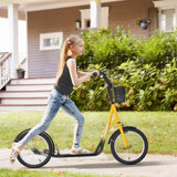 Youth Scooter with Adjustable Handlebars and plastic basket 16" Inflatable Rubber Tires -Orange 53076572