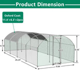 ZNTS 26'x9'x6'Large Metal Chicken Coop,Walk-in Poultry Cage,Chicken Run with Waterproof Cover,Outdoor 97259281