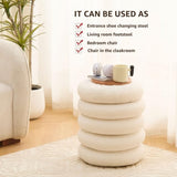 Round Storage Ottoman, Modern Sherpa Footstool, Teddy Vanity Stool with Flip-Top Tray, Makeup Chair 71578542