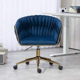 ZNTS Modern design the backrest is hand made woven Office chair,Vanity chairs with wheels,Height 93876895