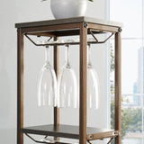 ZNTS Grey 11 Bottle Wine Bakers Rack, 5 Tier Freestanding Wine Rack with Hanging Wine Glass Holder and W2167P166193