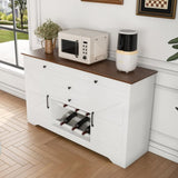 54" Farmhouse Buffet Sideboard with Storage Cabinet & Adjustable Shelf Wood Top Dining Table with W2700P300563