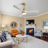 48 Inch Wood Ceiling Fan With 3 Solid Wood Blades Remote Control Reversible DC Motor For Living Room W882P294917