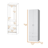 ZNTS Tall Mayer Wardrobe in Melamine with Two Doors and Two Drawers B128P203060