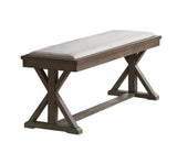 Ash Gray Contemporary Solid wood Veneer Dining Room 1pc Bench Cream Cushion Seat Unique Legs Bench B011P160336