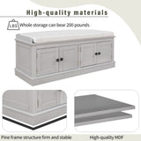 Storage Bench with 4 Doors and Adjustable Shelves, Shoe Bench with Removable Cushion for Living 19070273