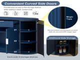 U_STYLE 55.1" Modern Storage Cabinet 2 Doors & 2 Drawers, Stripe MDF Sideboard with Aluminum N711P345168V
