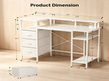 3-Drawer 4-Shelf P2 Particleboard Iron Pipe Computer Desk with Power Strip 03545599