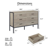 Wood Dresser with 6 Drawers, Wooden Storage Closet for Bedroom, Solid Clothes Cabinet with Sturdy 51437233