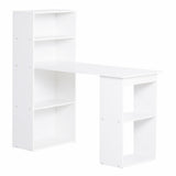White Computer Desk with 6-Tier Storage Shelves & Bookshelf, Writing Desk Workstation for Home 33001449