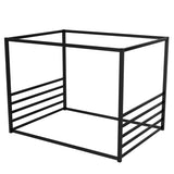 Queen size sunshade floor bed, iron double-size bed frame, modern low-profile double-size bed, W1858P282501