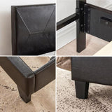 Queen Size Upholstered Platform Bed Frame ,Wood Slat Support, Easy Assembly,Black, pu W311110544