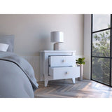 Amara Nightstand , End Table, Side Table Two Shelves, Four Legs -White B07091820