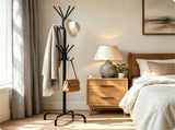 Freestanding Metal Coat Rack with 16 Staggered Hooks, Heavy-Duty Stable Coat Tree with 4 Support 69397459