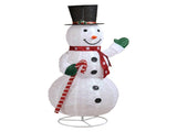 5.7FT Lighted Snowman Holding Candy Cane Christmas Yard Decorations, Pre-lit Pull Up Snowman with 02397479