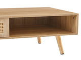 41.34" Rattan Coffee table, sliding door for storage, solid wood legs, Modern table for living room 94308535