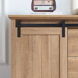 5 Drawers Dresser w/Sliding Barn Door, Farmhouse Modern Tall Dresser 5 Chest of Drawers, Storage W2275P206614