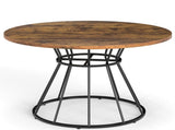 Brown 47" Round Dining Table , Family-Sized for 4-6 People, Hourglass Metal Base & Curved Tabletop 32267114