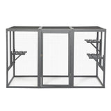 Spacious wooden cat cage with waterproof roof with adjustable pedals suitable - gray black W2181P151919