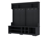 Modern Hallway Hall Tree Metal Hooks and Storage Space, Multi-Functional Entryway Coat Rack W1580P327017