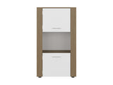 Hyder Bookcase with Upper and Lower Doors, Open Center Shelf and Vertical Design, Natural Oak / B097P474310