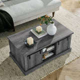 41.3 Inch Coffee Table Storage and Sliding Wood Door, Farmhouse and Industrial Cocktail Table W1781P268254