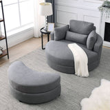 Welike Swivel Accent Barrel Modern Dark Grey Sofa Lounge Club Big Round Chair with Storage W83469809