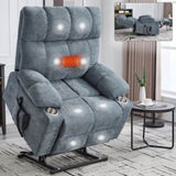 Grey Dual Motor Infinite Position Up to 350 LBS Chenille Power Lift Recliner Chair, Heavy Duty W3224P294319