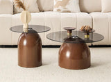 Nesting Coffee Table Set of 2, Glass Desktop for Living Room, Space Circle Center Table for W2920P535067
