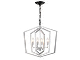 4-Light Farmhouse Chandeliers, Matte Black and Sliver Matte Black Vintage Cage Light Fixture W1592P230610