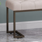 Upholstered Button Tufted Bench,Beige and Bronze N757P256383A