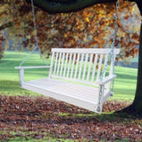 Front Porch Swing with Armrests, Wood Bench Swing with Hanging Chains,for Outdoor Patio ,Garden W49543722