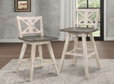 Pub Height Chairs Set of 2, Distressed Gray and White 360-degree Swivel Chair Solid Rubberwood B011P194916