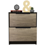Kaia Nightstand , End Table, Side Table Two Drawers, Metal Handle -Black / Pine B07092065