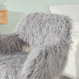 GREY Faux Fur Upholstered Make up chair Side Dining Chair with Metal Leg W2069P174780