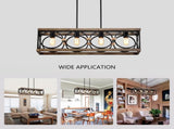 4-Light Farmhouse Rectangle Pendant Light,31.6" Nature Wood Texture Vintage Rustic W3596P469841
