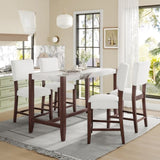 Counter Height Table, 47.5 Inch Faux Marble Finish Bar Dining Table, Modern Bar Tall Dining Table N752P269652K