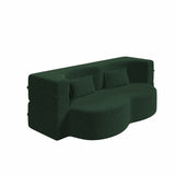 Modern Floor Sofa with 2 Pillows,Convertible Teddy Fabric Foam-Filled Sleeper Sofa Bed,15" Full Size 42527621