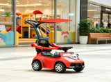 Red 3 in 1 Kids Push & Sliding Car with Removable Handle, Music, Horn, Canopy & Safety Guardrail 82452553
