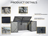 Garbage Bin Shed Stores 2 Trash Cans Metal Outdoor Bin Shed for Garbage Storage,Stainless Galvanized W540P309824