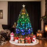 ZNTS 7.5 FT Pre-lit Artificial Christmas Tree, APP Controlled Xmas Tree Hinged Branches with 400 RGB 09504553