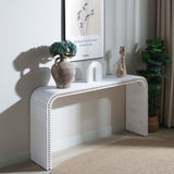 Washed white Console Table, 59in Entryway Table, Curved Waterfall-style Table,Console table with W2729P263653