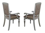 Glamorous Crystal Button-Tufted Set of 2 Arm Chairs Silver Finish Upholstered Seat Back Modern B01182313