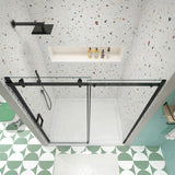 Glass shower door, sliding door, with 5/16" tempered glass and Matted Black finish 5474 W2122P229053
