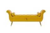 ZNTS Yellow, PU Leather, Metal Feet Upholstered Ottoman Bedroom Lounge Ottoman Flip Top Storage Sofa 74324756