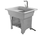 Grey Indoor Outdoor Freestanding Laundry Sink with Washboard, Faucet, Hoses Drain Kit 25780592