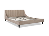 Aspen Vertical Tufted Modern Headboard Platform Bed Set, Queen, Mink Beige Performance Velvet B2719P238510
