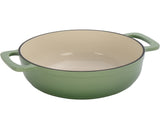 Cast iron 7.5QT cooking pot - Gradient green color - Includes two silicone gloves - Enamel pot 13858478